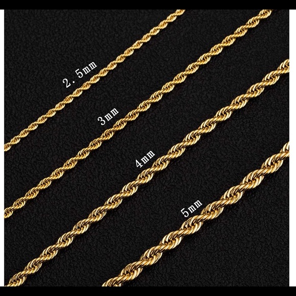 18k Real Gold Plated Rope Chain Stainless Steel - Picture 2 of 5